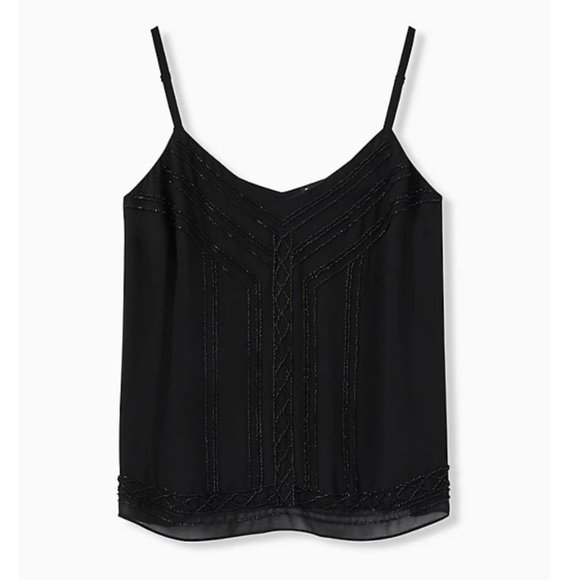 Torrid size 3 Beaded BLACK CHIFFON SWING CAMI - Picture 5 of 10